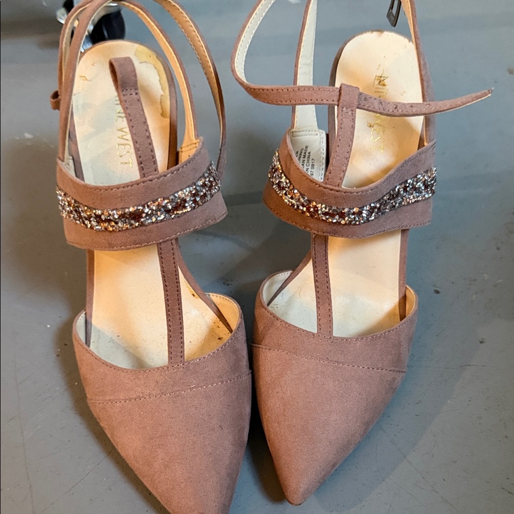 Nine West Beaded Ankle Strap Heels